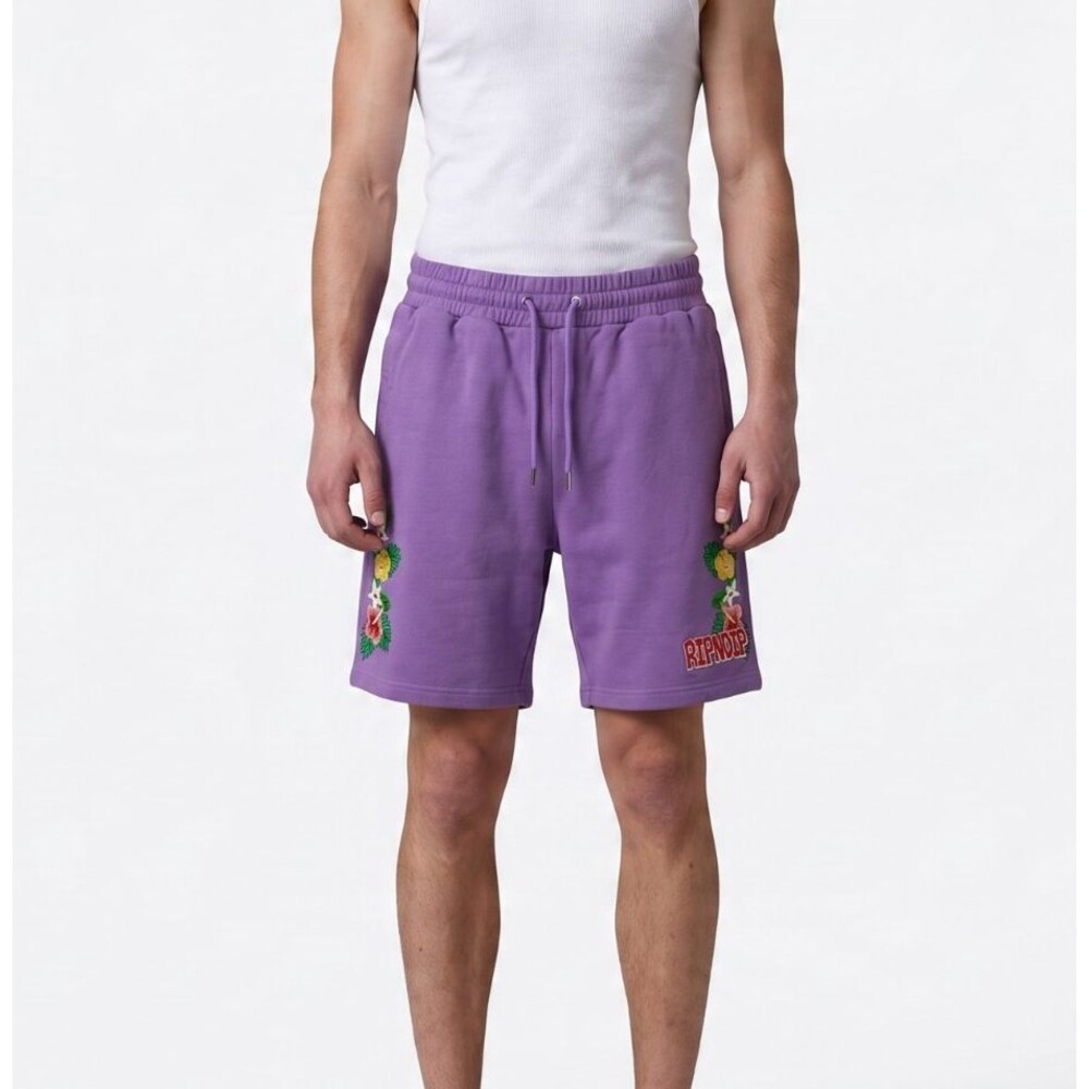 Rip N Dip Aloha Nerm Shorts Sweatshorts Men Medium Lavender Embroidered Hawaiian